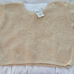 Soft Yellow Cropped Knit Sweater Sm.